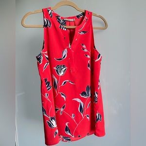Red women’s top, sleeveless, A line cut, 100% polyester, size medium